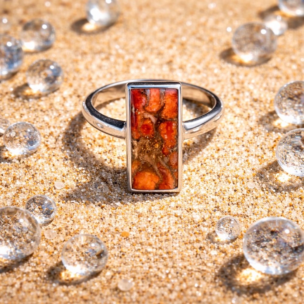 Red Copper Turquoise Ring - Picture 7 of 10